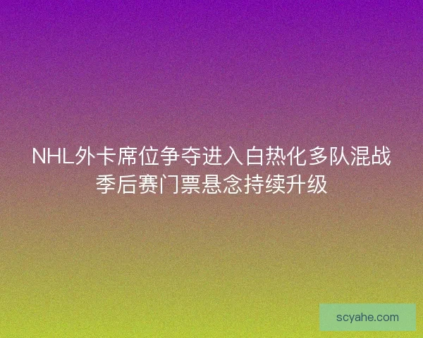 NHL外卡席位争夺进入白热化多队混战季后赛门票悬念持续升级